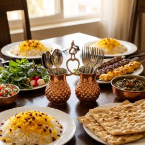 جاقاشق و چنگال مسی طرح الماس